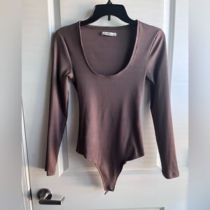 Long-Sleeve Scoopneck Ribbed Bodysuit